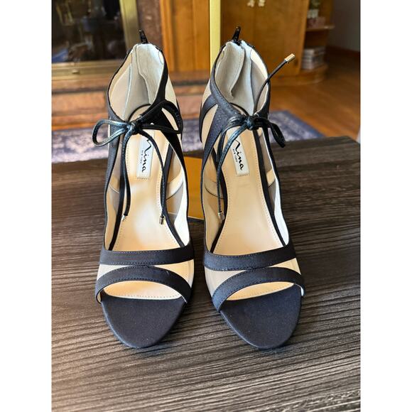 NWOT Nina Cherie Black and White Dress Mesh Pump Sz. 8.5 - Picture 1 of 10